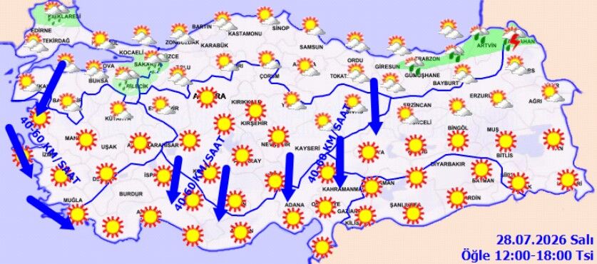 28 Temmuz Hava Tahmini Rüzgar 60 Kilometreyi Bulacak (2)