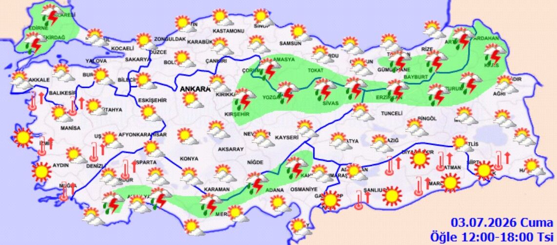 3 Temmuz Hava Durumu Sıcaklık Ve Sağanak Uyarısı (1)