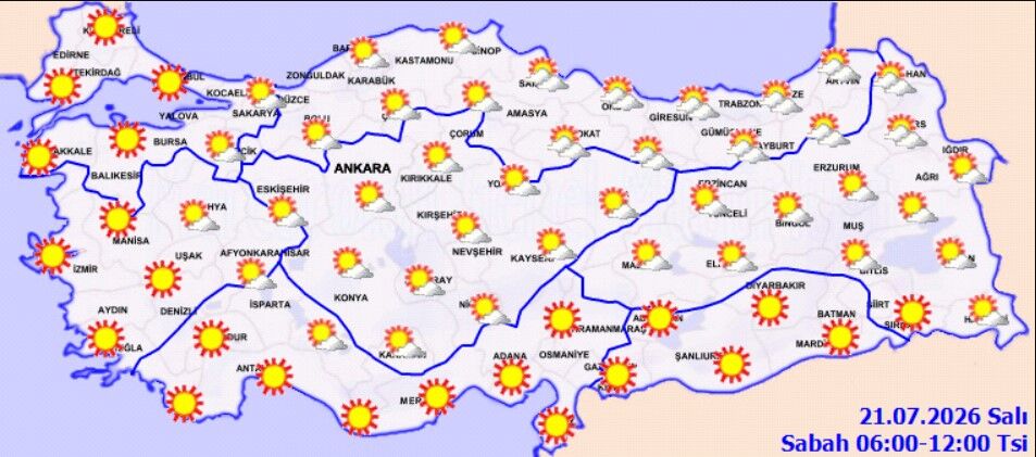 Türkiye'de 21 Temmuz Hava Durumu Belli Oldu (1)