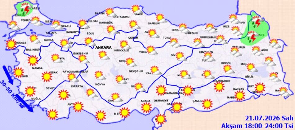 Türkiye'de 21 Temmuz Hava Durumu Belli Oldu (4)