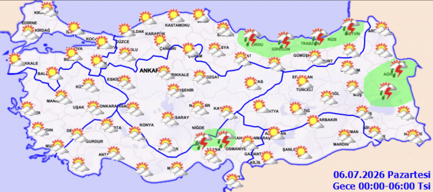 5 Temmuz Pazar Hava Durumu