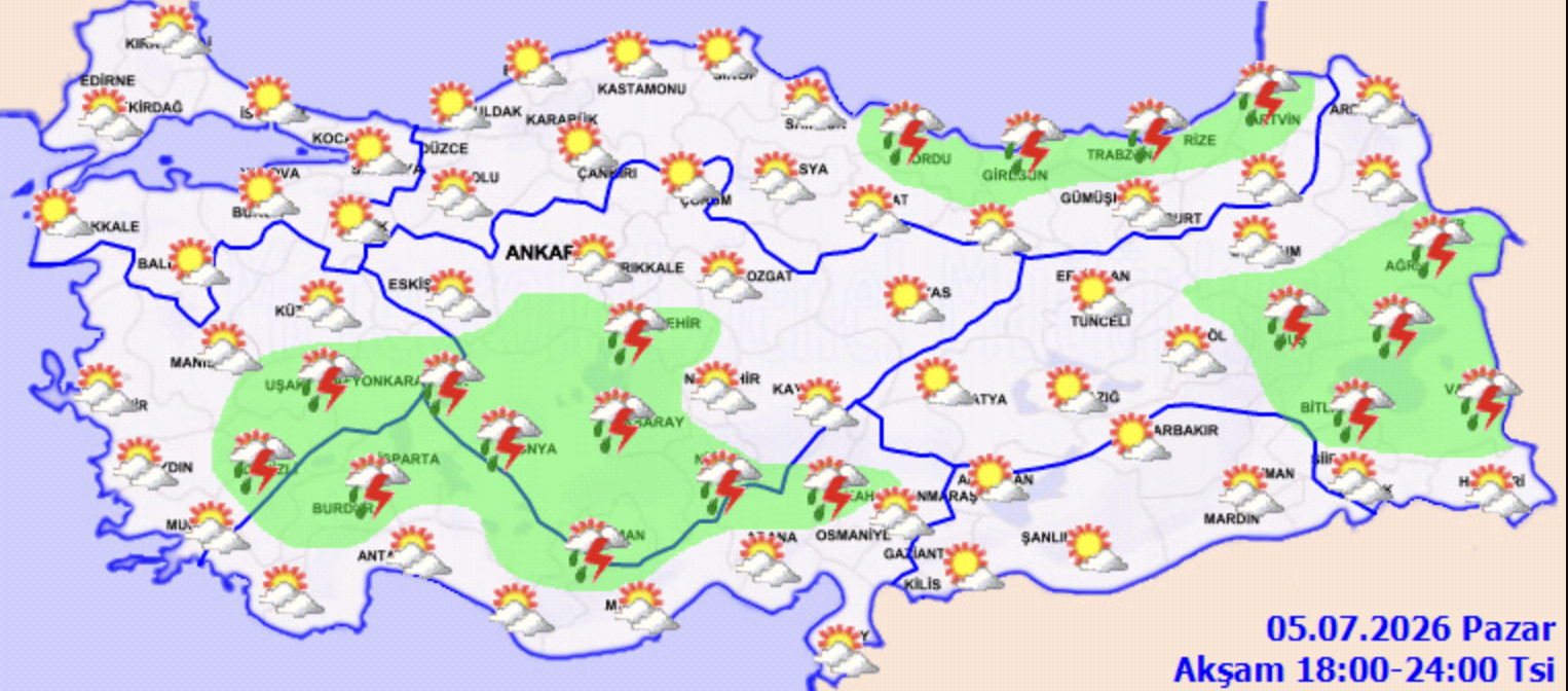 5 Temmuz Pazar Hava Durumu1