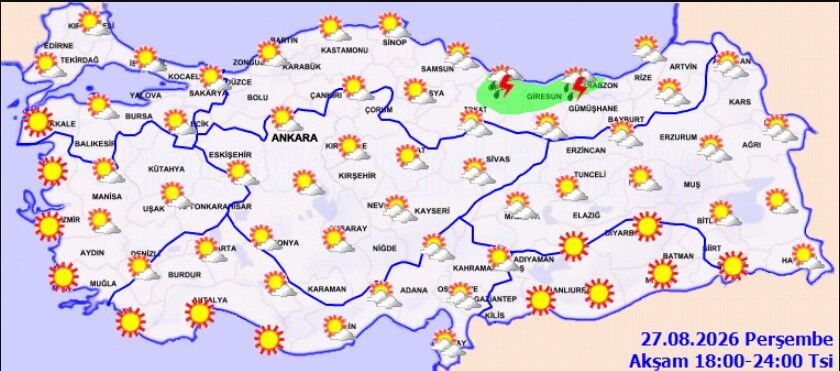 27 Ağustos Perşembe Hava Durumu Yağış Hangi Illerde (1)