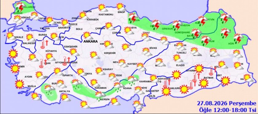 27 Ağustos Perşembe Hava Durumu Yağış Hangi Illerde (2)