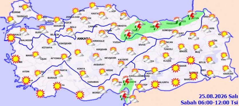 25 Ağustos Türkiye Hava Durumu Yağış Ve Rüzgar Uyarısı (1)