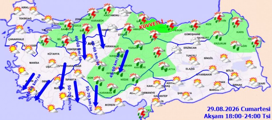 `29 Agustos Hava Durumu Meteorolojiden Siddetli Yagis Uyarisi (4)