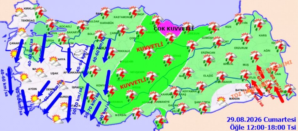 `29 Agustos Hava Durumu Meteorolojiden Siddetli Yagis Uyarisi (5)