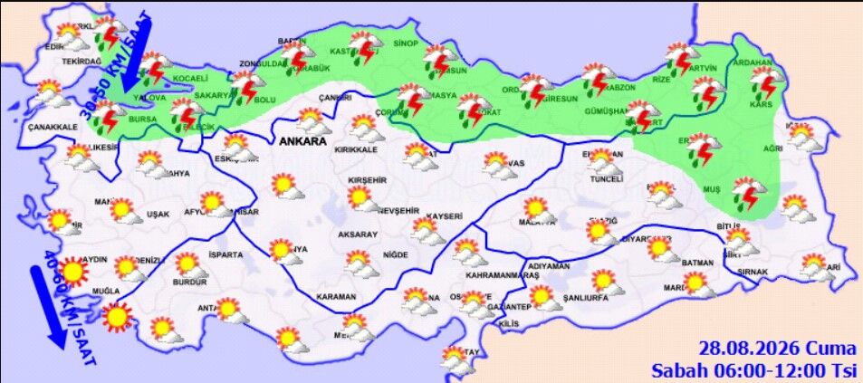 28 Ağustos Türkiye Hava Durumu Kuvvetli Yağış Alarmı (1)