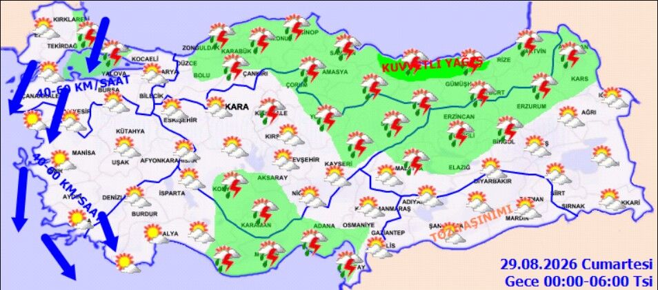 28 Ağustos Türkiye Hava Durumu Kuvvetli Yağış Alarmı (3)