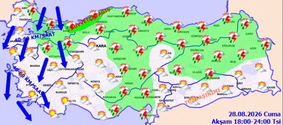 28 Ağustos Türkiye Hava Durumu Kuvvetli Yağış Alarmı (4)