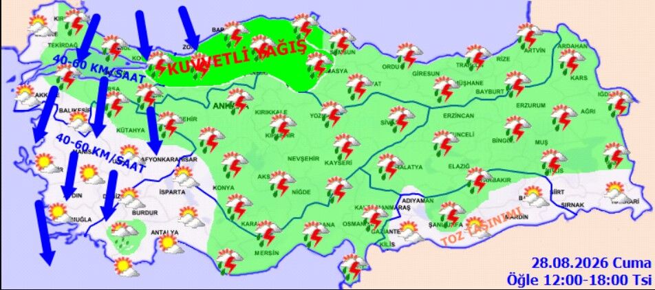 28 Ağustos Türkiye Hava Durumu Kuvvetli Yağış Alarmı (5)