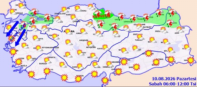 10 Agustos Hava Durumu Kuvvetli Yagis Beklenen Iller (1)