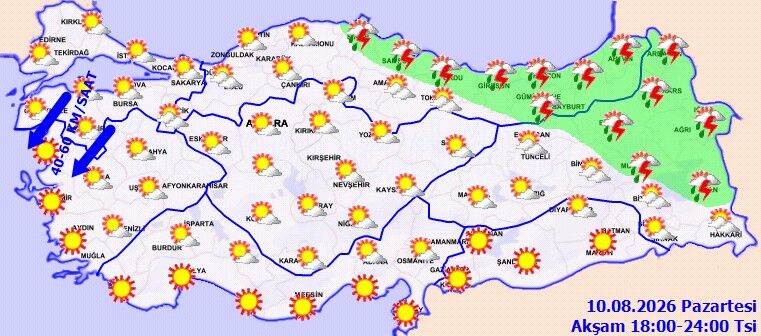 10 Agustos Hava Durumu Kuvvetli Yagis Beklenen Iller (4)