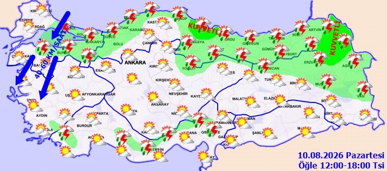 10 Agustos Hava Durumu Kuvvetli Yagis Beklenen Iller (5)