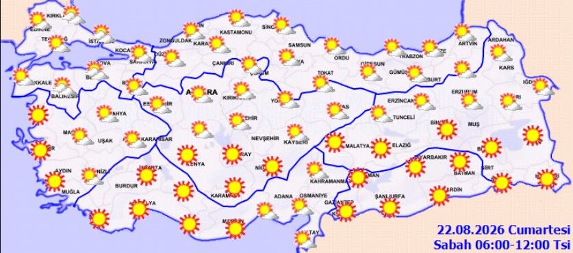 22 Ağustos Cumartesi Türkiye Hava Durumu Yağış Nerede Var (1)