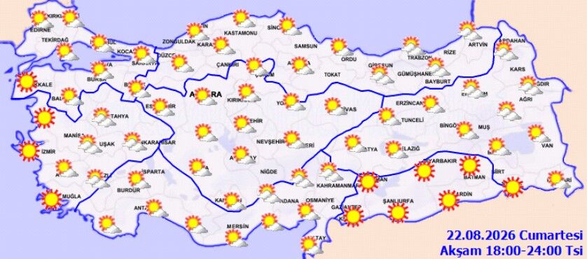 22 Ağustos Cumartesi Türkiye Hava Durumu Yağış Nerede Var (4)