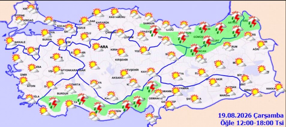 19 Ağustos Türkiye Hava Durumu Yağış Hangi Illerde Etkili Olacak (5)