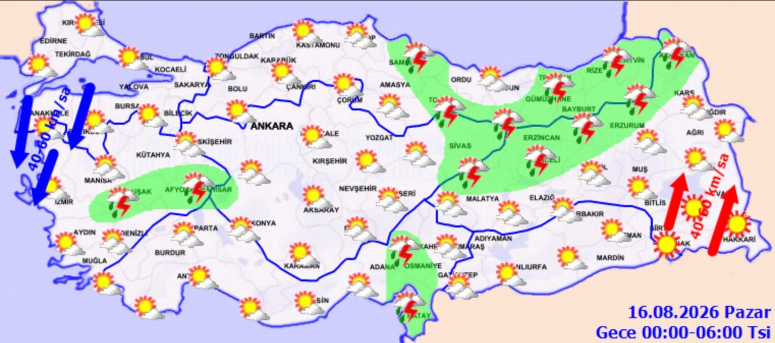 16 Agustos Pazar Hava Durumu Meteoroloji Alarm Verdi.jpg1