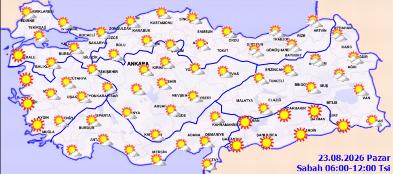 23 Ağustos Hava Durumu: Sıcaklık Artıyor, 4 Bölgeye Uyarı4