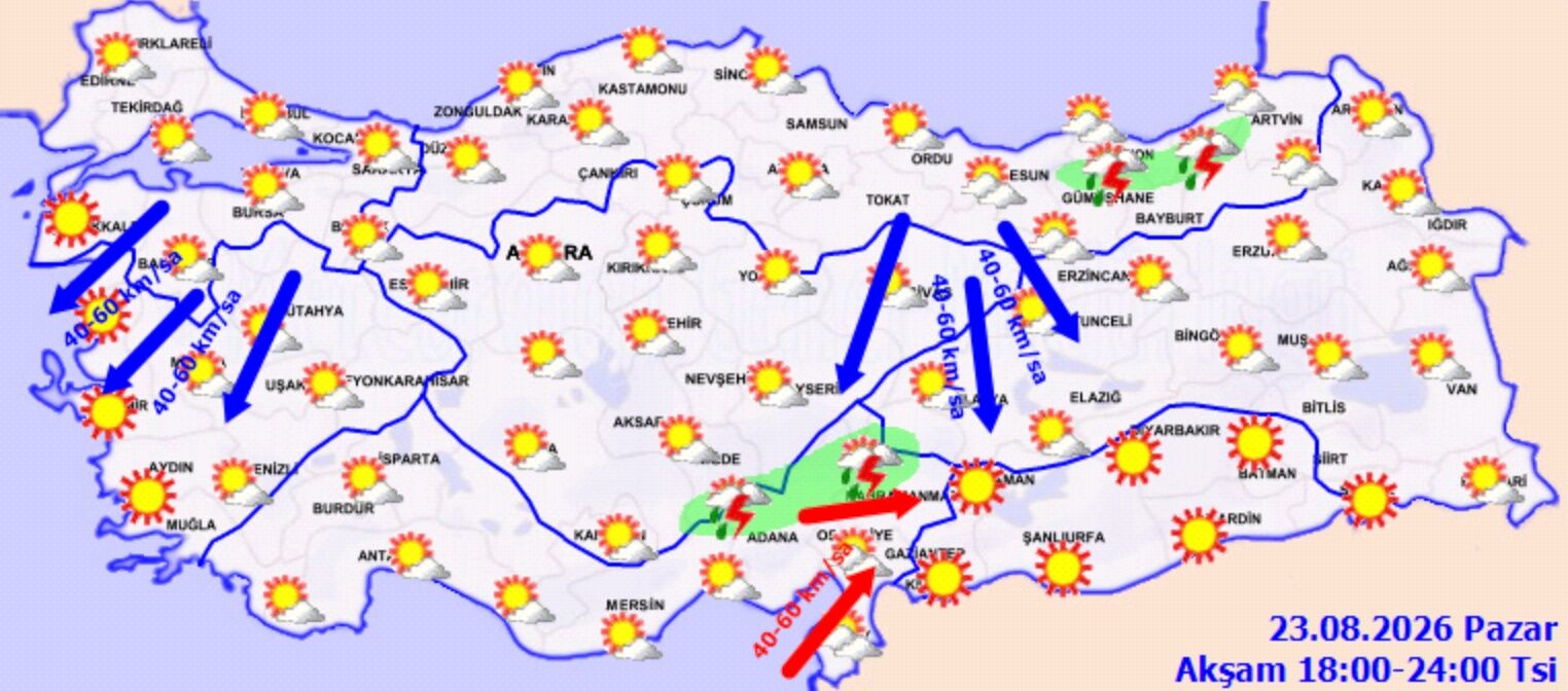23 Ağustos Hava Durumu: Sıcaklık Artıyor, 4 Bölgeye Uyarı2