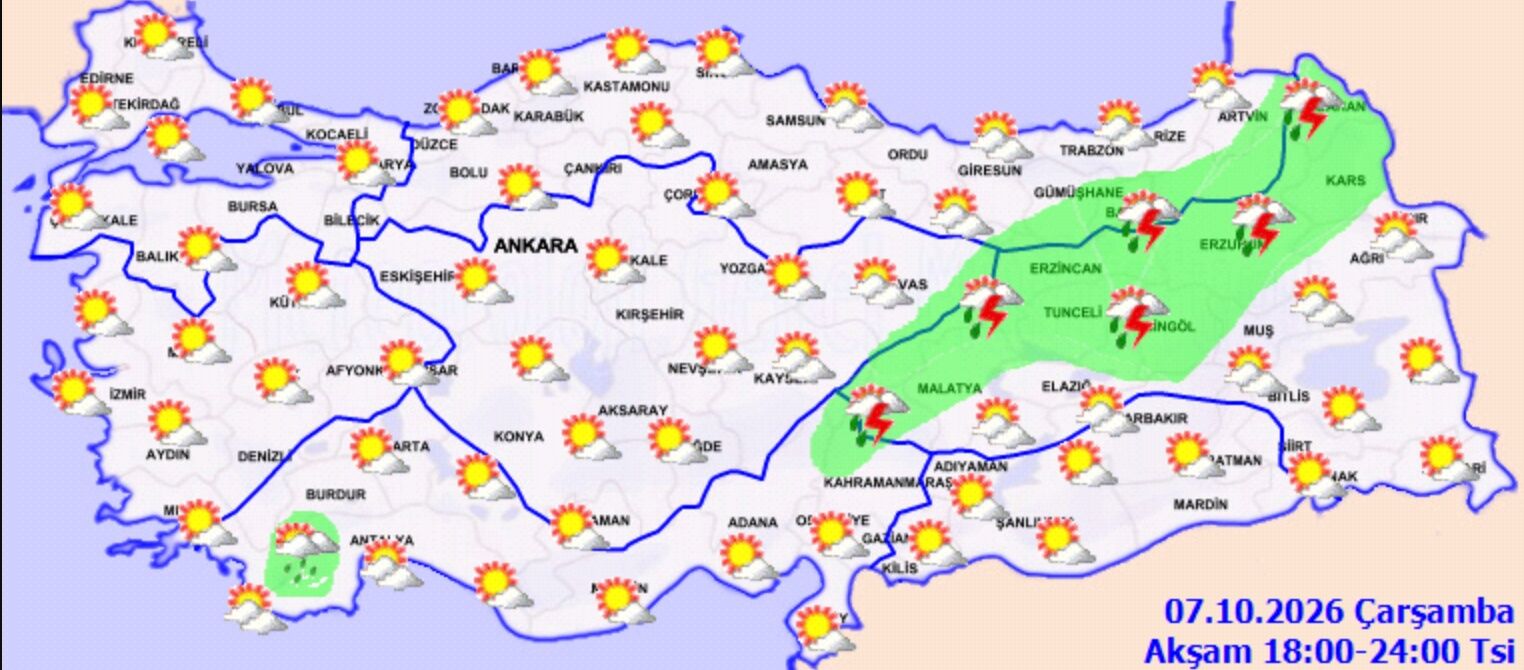 8 Ekim 2026 Turkiye Hava Durumu Saganak Sis Gunes