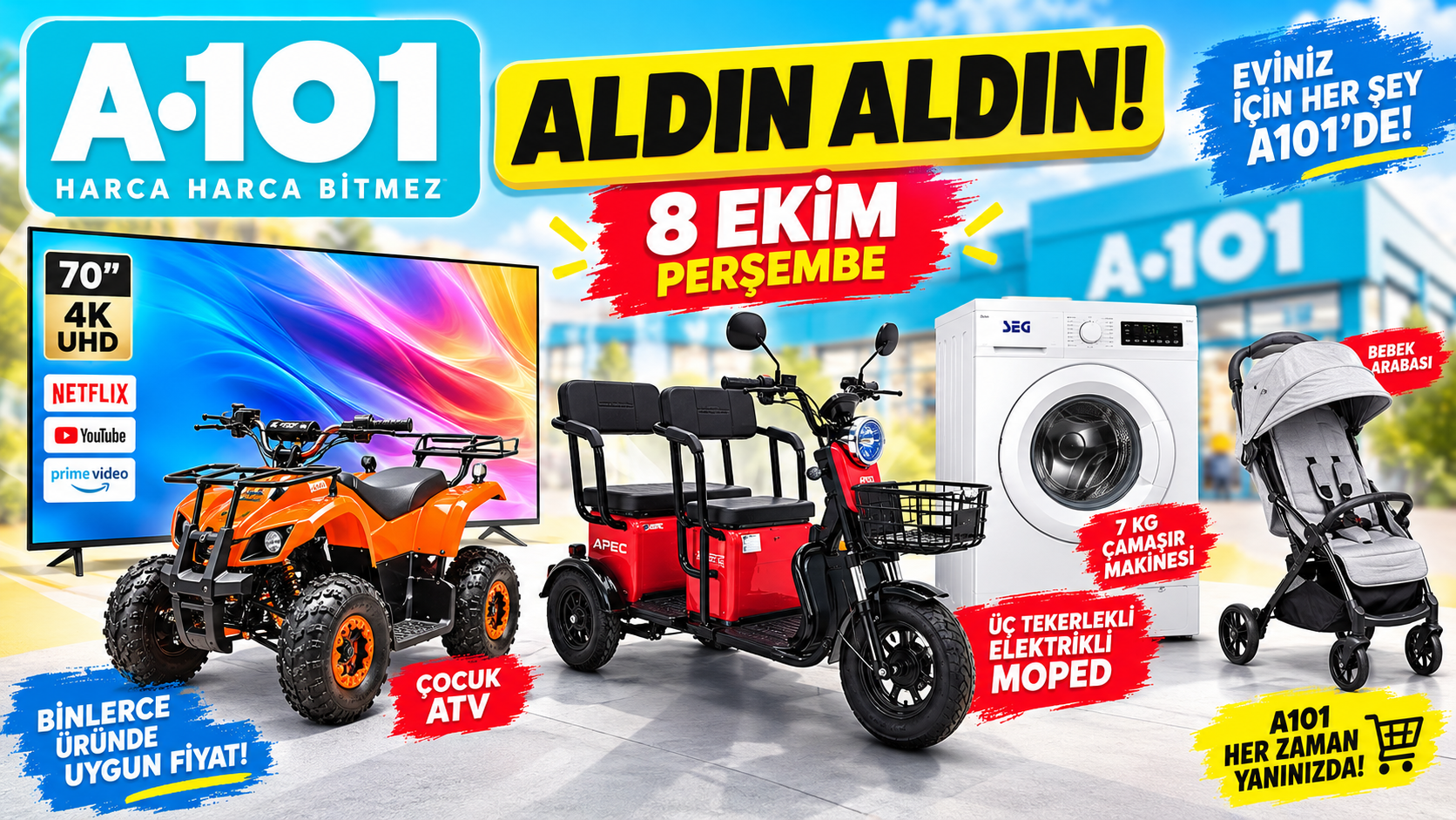 A101’e ATV ve elektrikli moped geliyor: 8 Ekim kataloğu belli oldu!