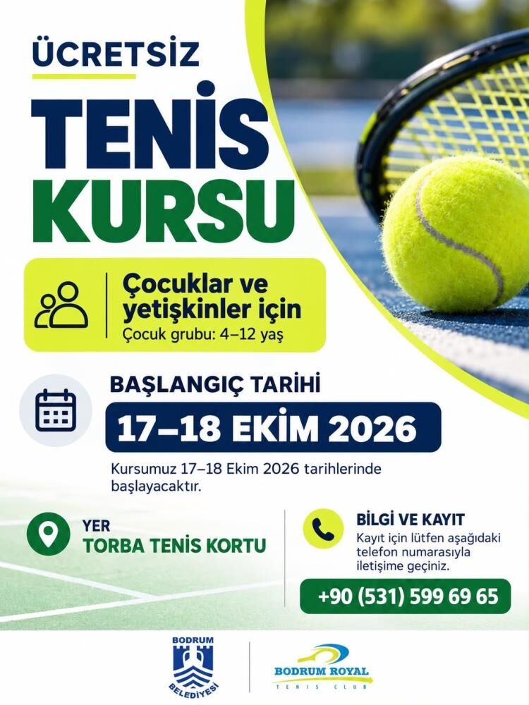 Bodrum’da Çocuk Ve Yetişkinlere Ücretsiz Tenis Kursu